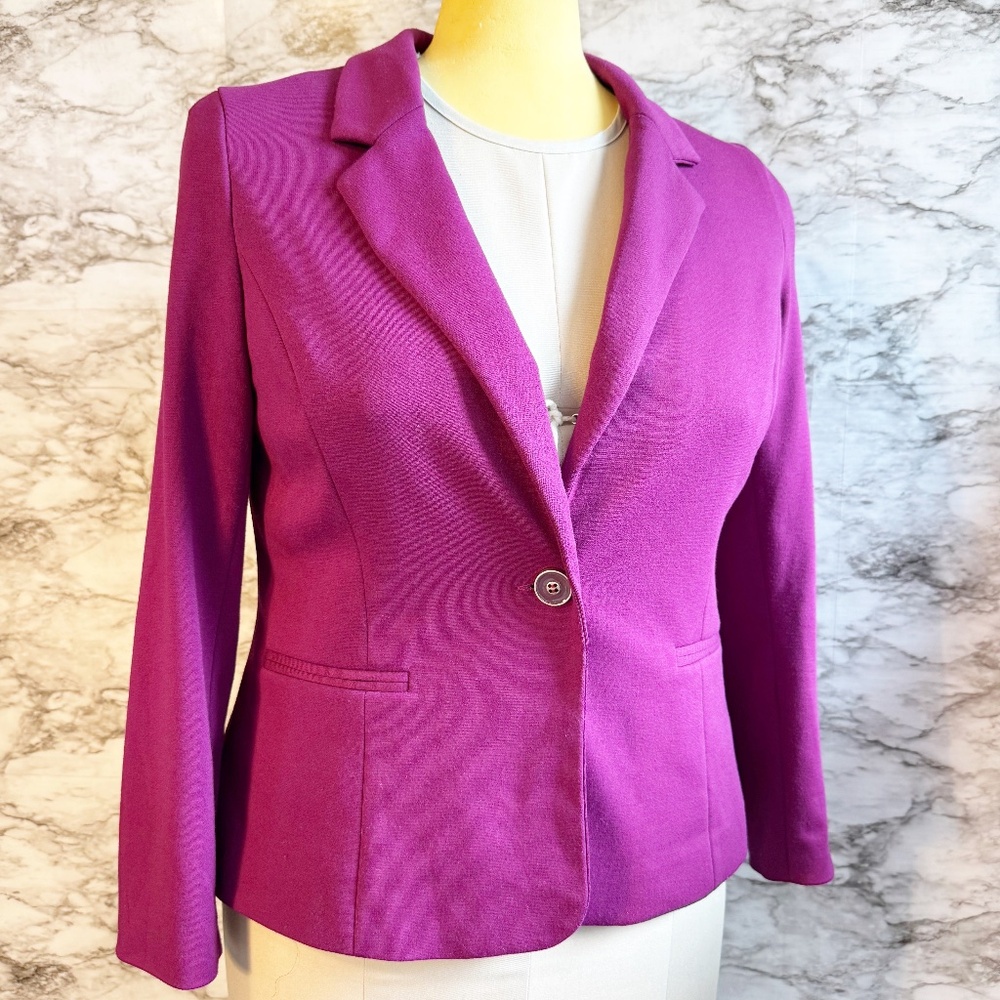 NY Collection Magenta Peplum Blazer